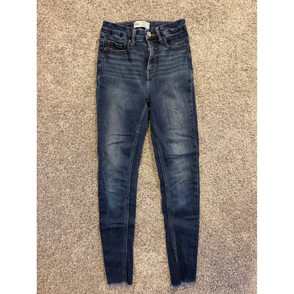 BKE Jeans Womens 24 Dark Billie Slim Fit High Rise Classic Skinny Raw Hem Denim